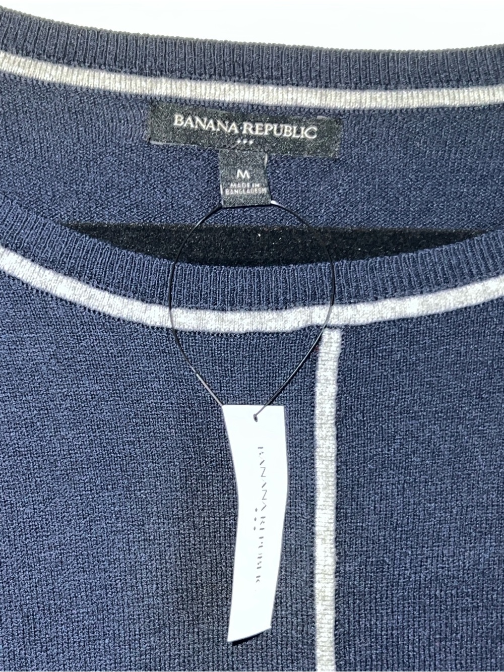 NWT Banana Republic Navy Blue Tunic Sweater Medium Contrast Trim Seam Detail - Picture 3 of 11
